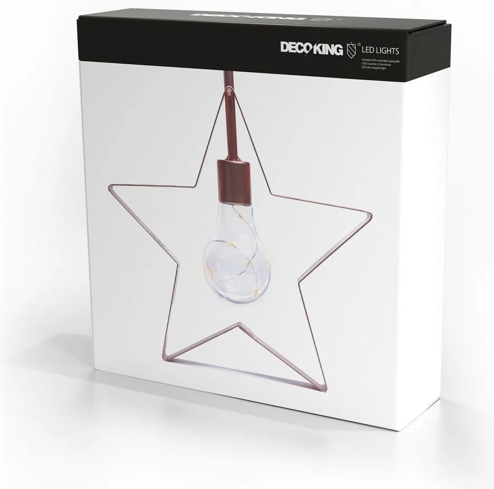 DecoKing Lampă de Crăciun Stea albă caldă, 5LED-uri