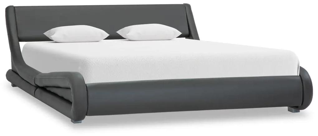 285717 vidaXL Cadru de pat, gri, 140 x 200 cm, piele ecologică
