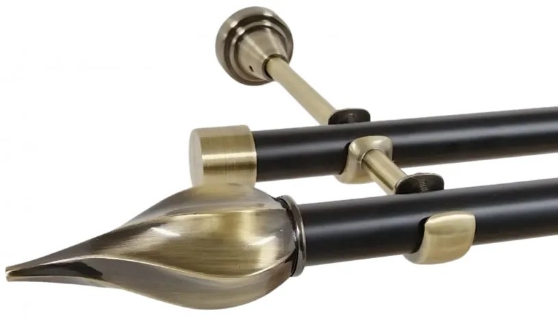 Galerie dubla fara inele duo TWISTER 19/19 mm negru aur antic (Alege marime: 140 cm)