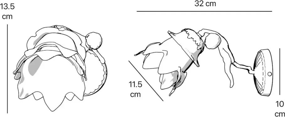 Aplica de perete din alama cu abajur din sticla Putti