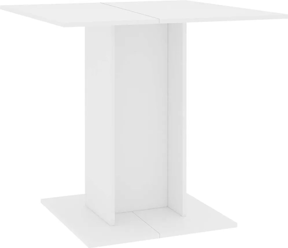 vidaXL Masă de bucătărie, alb, 80x80x75 cm, lemn prelucrat