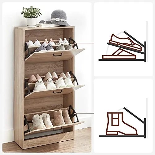Pantofar cu 6 rafturi, PAL melaminat, natural, Vasagle