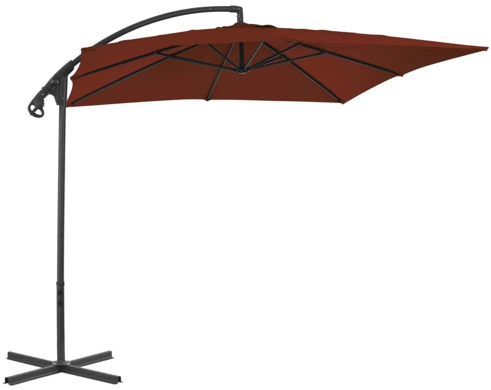 Umbrela suspendata cu stalp din otel, teracota, 250 x 250 cm Terracota