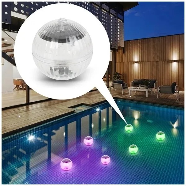 Corp de iluminat LED RGB solar pentru piscină cu senzor crepuscular LED/1,2V/600 mAh IP65