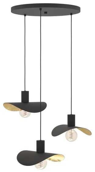 Lustră pe cablu Eglo 390395 SACEDA 3xE27/40W/230V negru/auriu