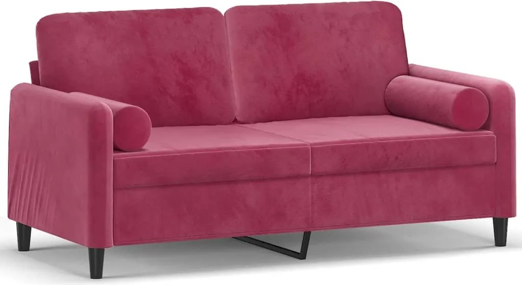 vidaXL Canapea cu 2 locuri cu pernuțe, roșu vin, 140 cm, catifea