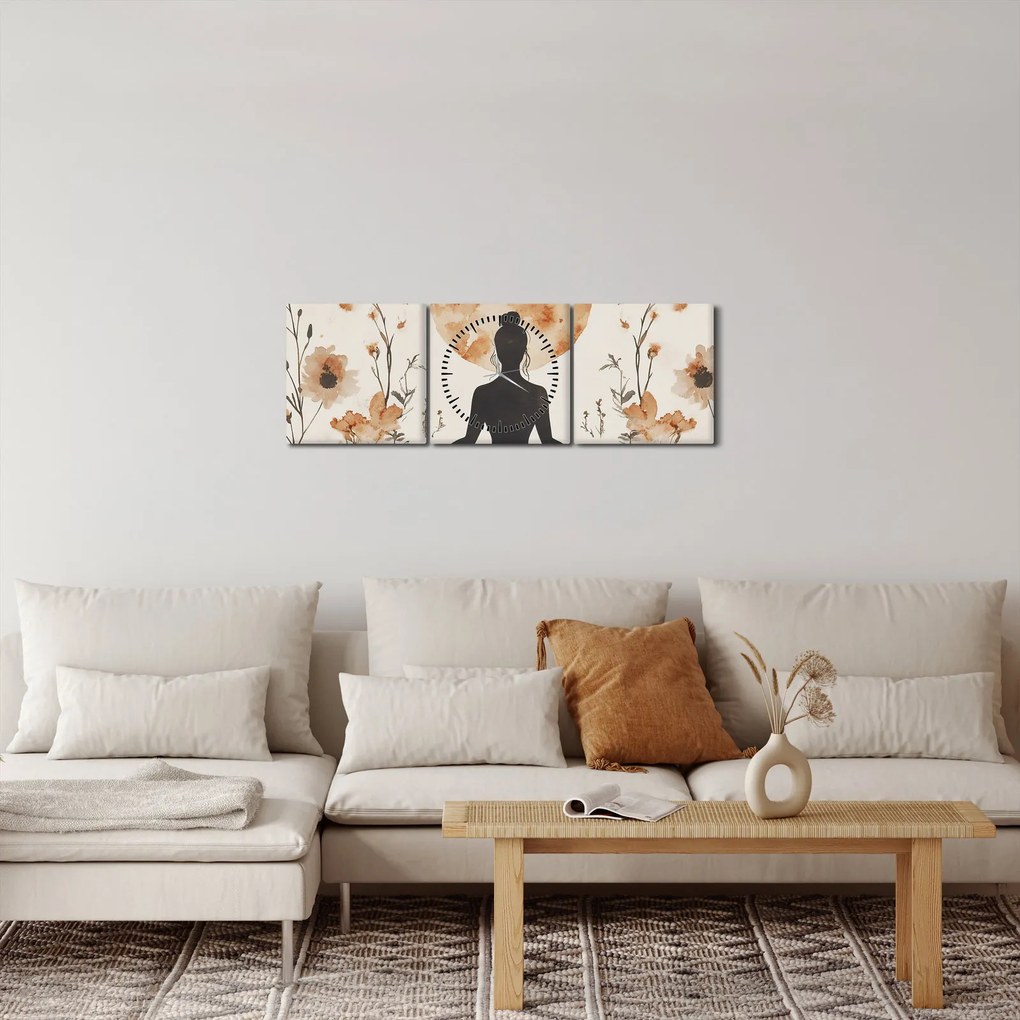 Tablou - Yoga Portocalie (cu ceas) (90x30 cm)