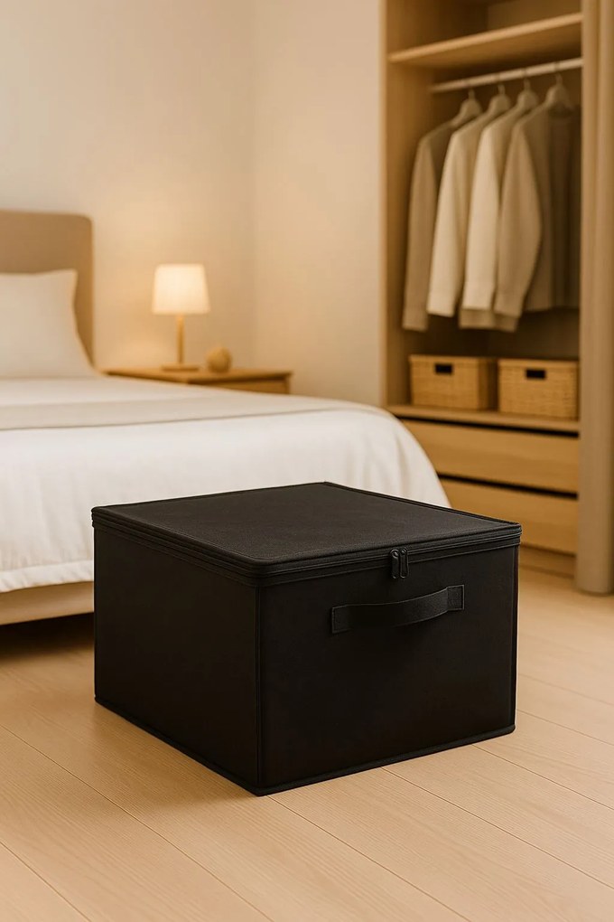 Cutie de depozitare din pâslă, Aberto Design, Culoare: Negru