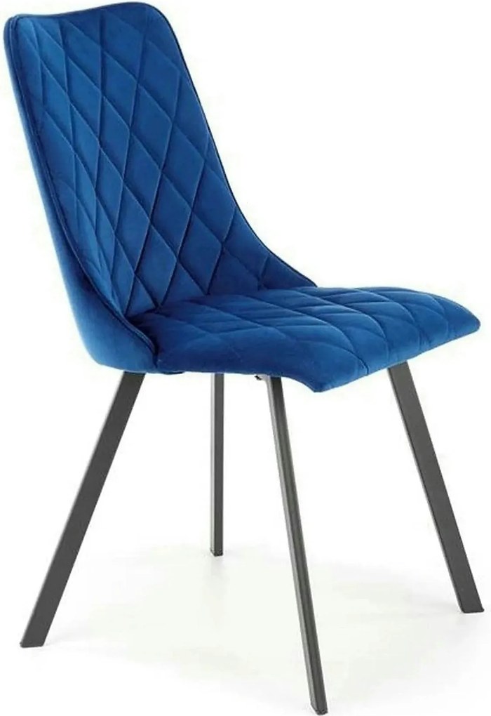 Scaun K450, albastru/negru, stofa catifelata/metal, 44x58x85 cm