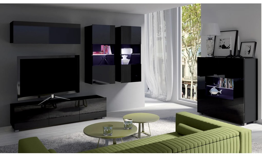 Mobilier living Calabria C6 (Negru) (fără iluminat). 1051612