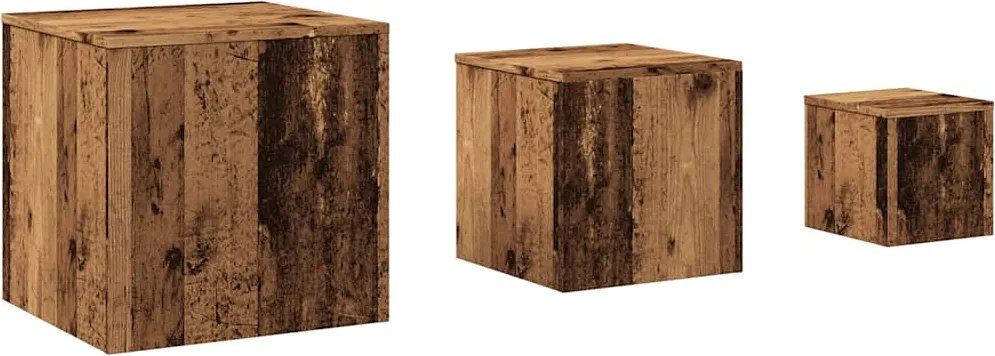 vidaXL Măsuțe laterale, 3 buc., lemn vechi, lemn prelucrat