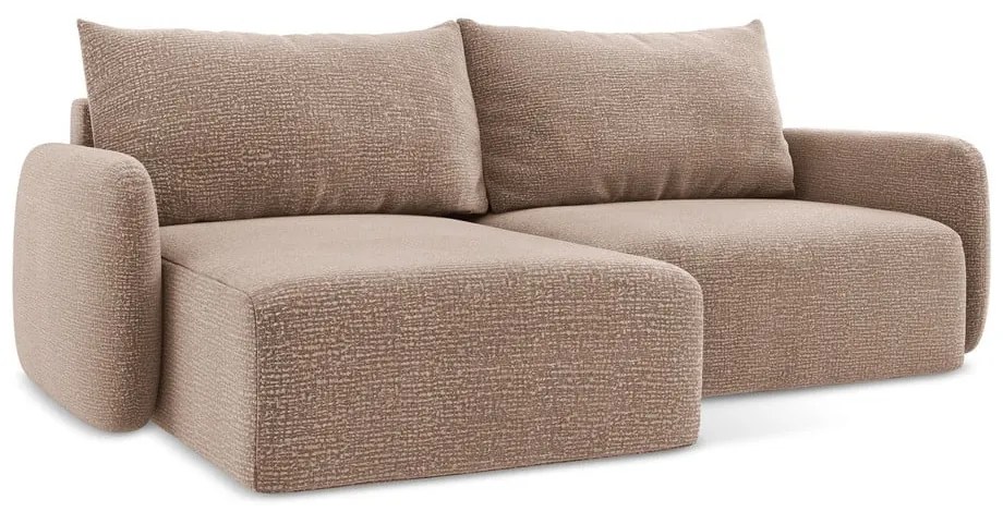 Colțar maro deschis extensibil/cu spațiu de depozitare (cu colț pe partea stângă) Kalena – Makamii