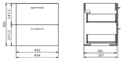 Cersanit S801-456 NIKO - Dulap de baie suspendat cu lavoar, 50 x 40 cm, alb