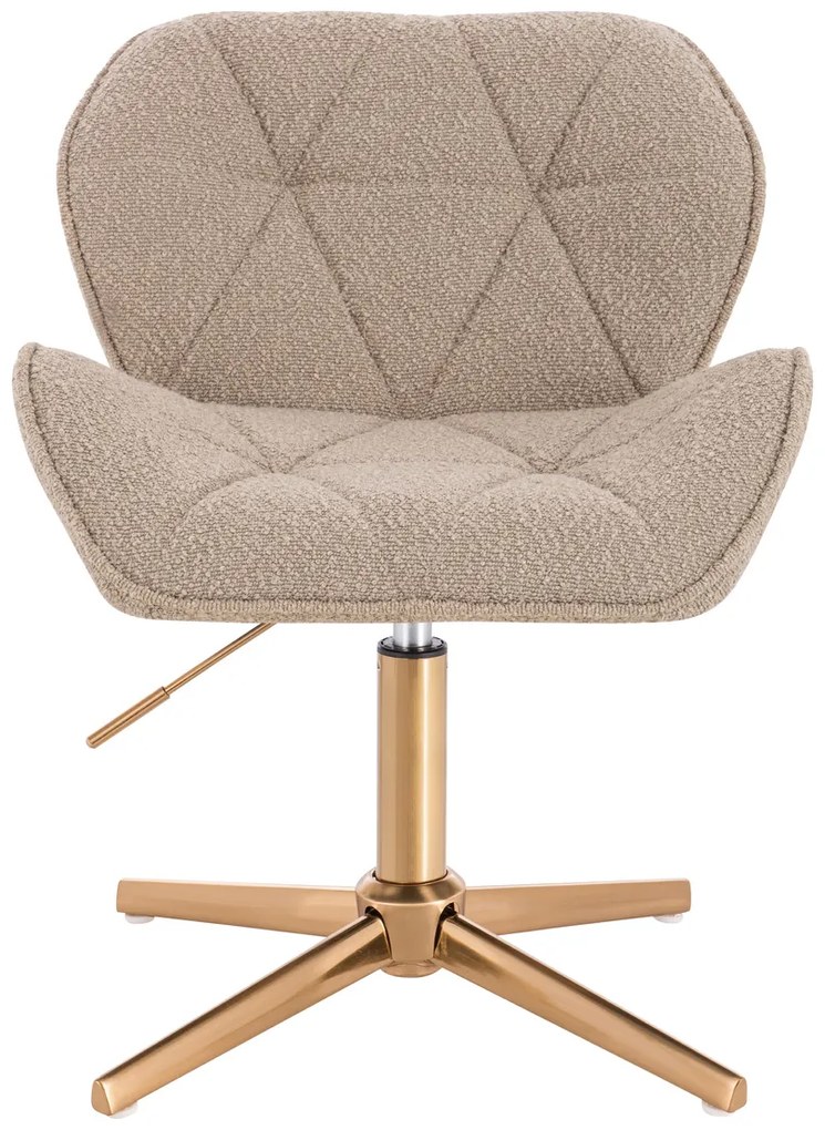 HR111CROSS Scaun Latte Boucle cu Bază Aurie