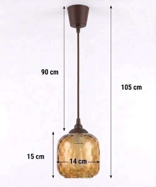 Brilagi - Lustru LED suspendat pe cablu R GLASS 1xE27/60W/230V Ø 14 cm maro/maro fumuriu