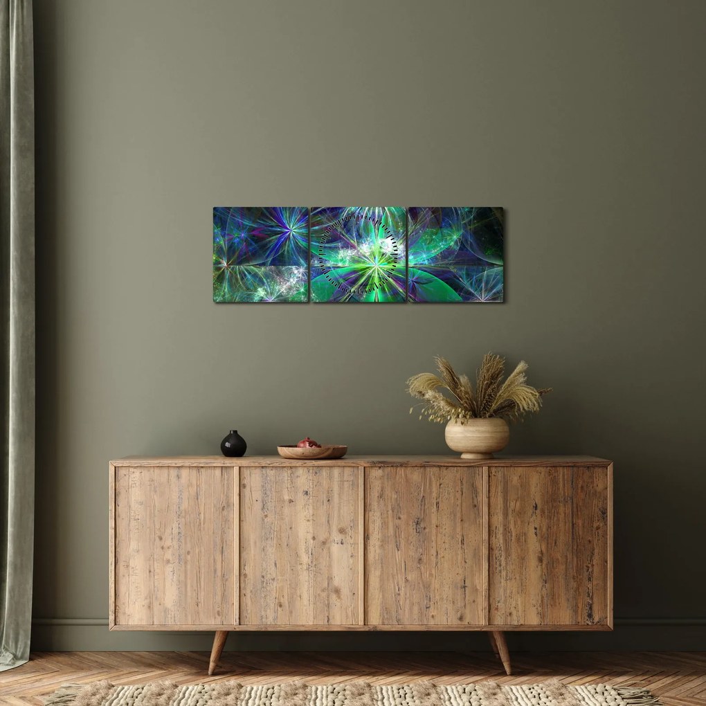 Tablou - Forme geometrice abstracte (cu ceas) (90x30 cm)