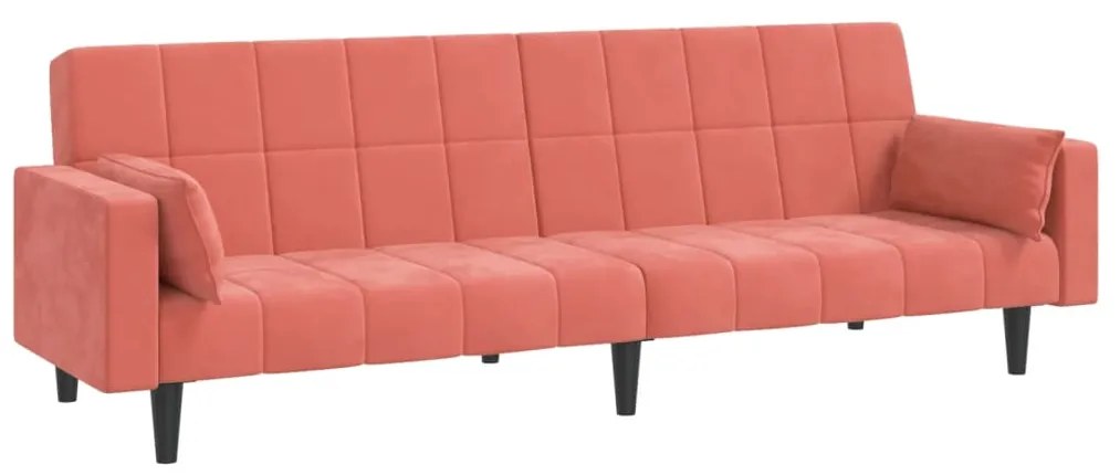337517 vidaXL Canapea extensibilă cu 2 locuri, 2 perne, roz, catifea