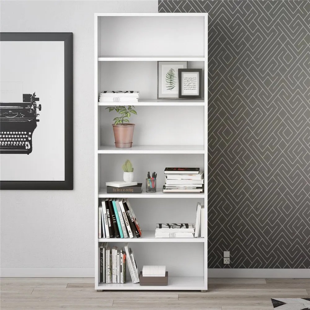 Bibliotecă modulară albă 89x222 cm Prima – Tvilum