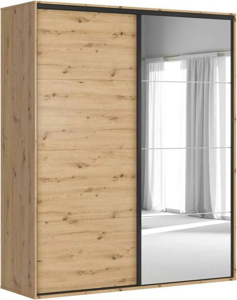 Dulap FLEX, stejar artisan, PAL, cu 2 usi glisante, 200x66x240 cm