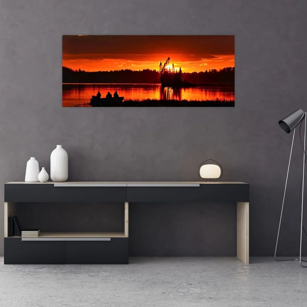 Tablou - Pescari pe lac (120x50 cm)