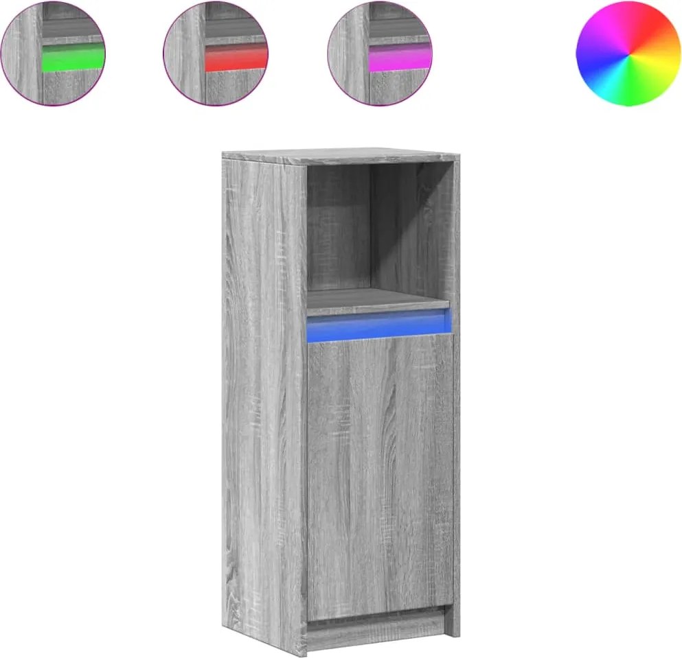 vidaXL Dulap cu LED, gri sonoma, 38x34x100 cm, lemn prelucrat