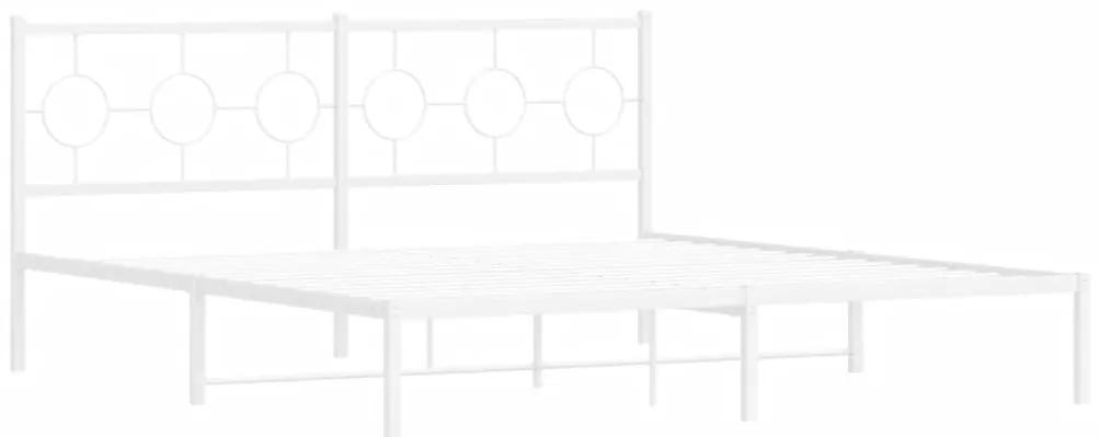376279 vidaXL Cadru de pat metalic cu tăblie, alb, 180x200 cm