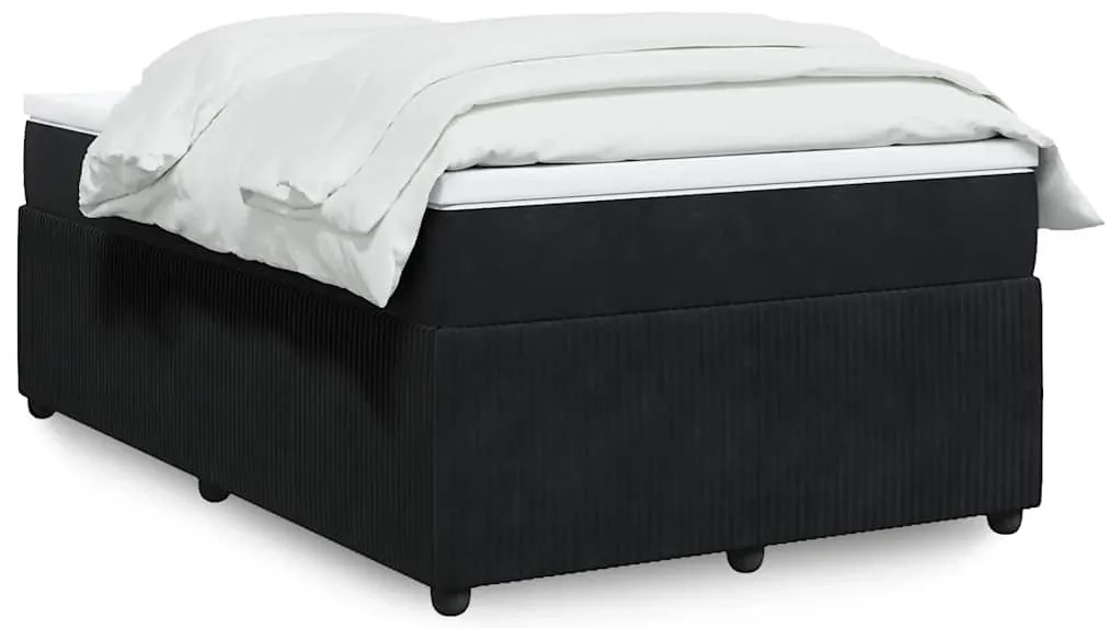 vidaXL Pat box spring cu saltea, negru, 120x200 cm, catifea