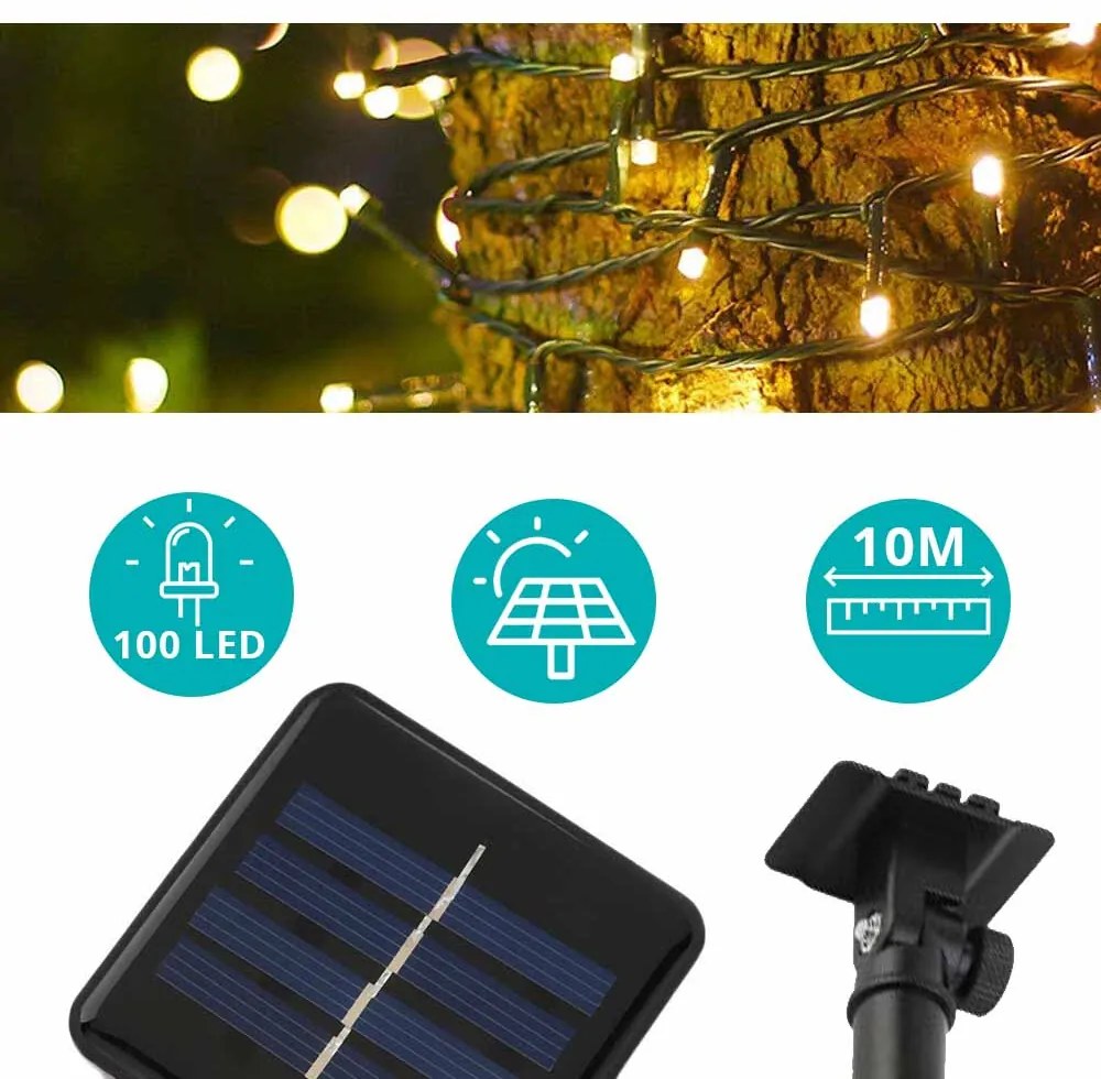 Ghirlanda luminoasa solara pentru gradina cu 100 LED