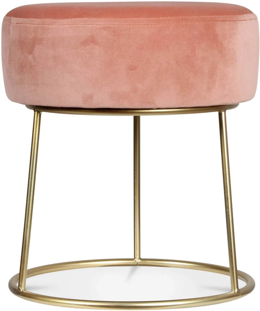 Puf catifea roz pudrat si baza alama Hobby Rose | PRIMERA COLLECTION