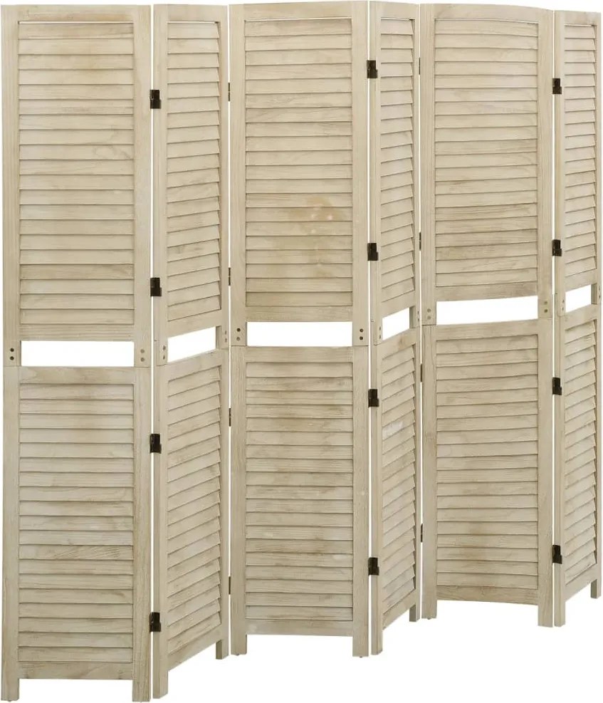 vidaXL Paravan de cameră cu 6 panouri, 210x165 cm,lemn masiv Paulownia