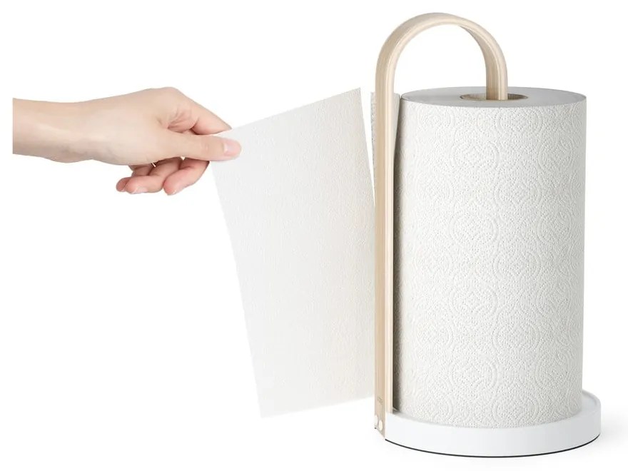 Suport vertical pentru prosoape de bucătărie din hârtie alb din lemn ø 17 cm Bellwood – Umbra