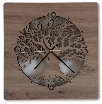 Li-Go 23537/DUB2 - Ceas LED reglabil, LED/10W/5V, 20000 mAh, 42x42 cm, stejar + telecomandă