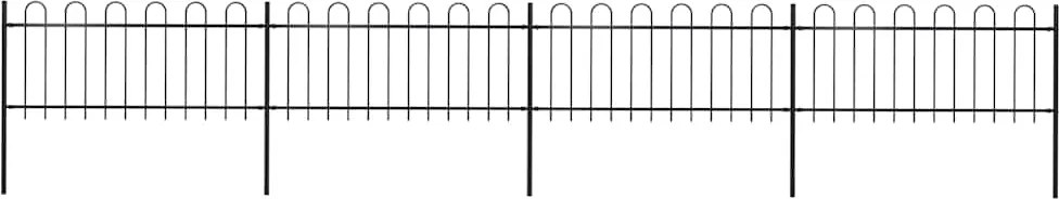 vidaXL Gard de grădină cu vârf circular din oțel, 714,5 x 80 cm, negru