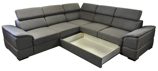 Colțar extensibil universal cu spațiu de depozitare GRANADA, gri închis