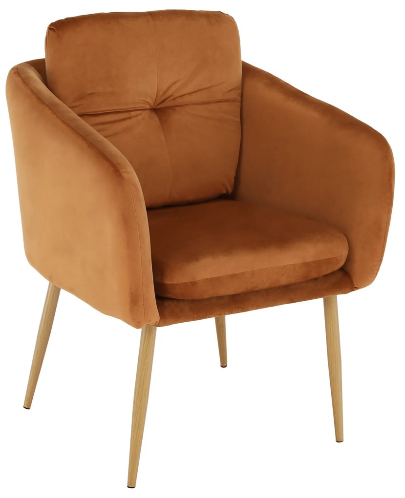 Fotoliu design, ţesătură din catifea teracota, AVETA