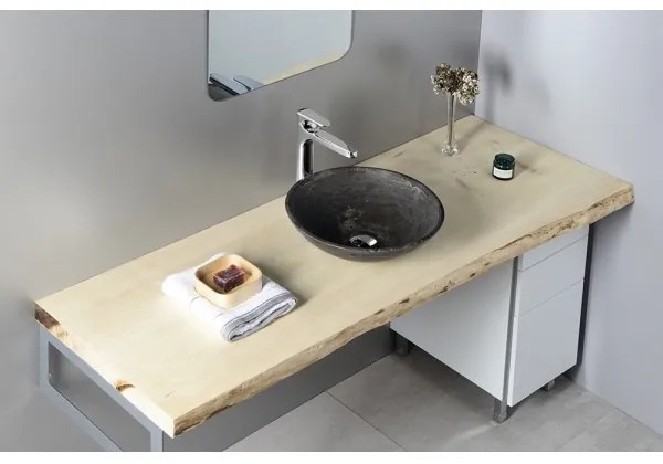 Sapho - Lavoar pentru blat BLOK Ø 40 cm maro/piatră