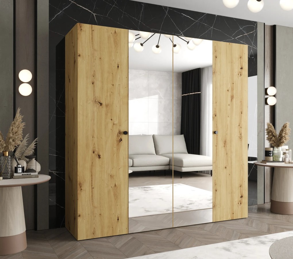 Dulap de haine 200 cm Parna 2 (Stejar artisan + Negru). 1125932
