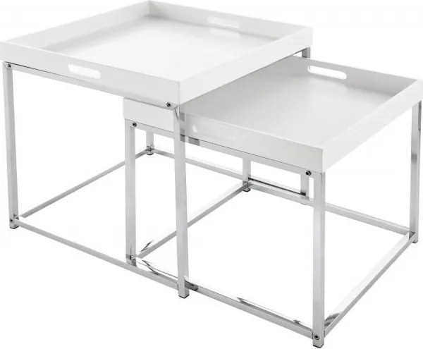 Set de 2 masute design industrial Elements alb