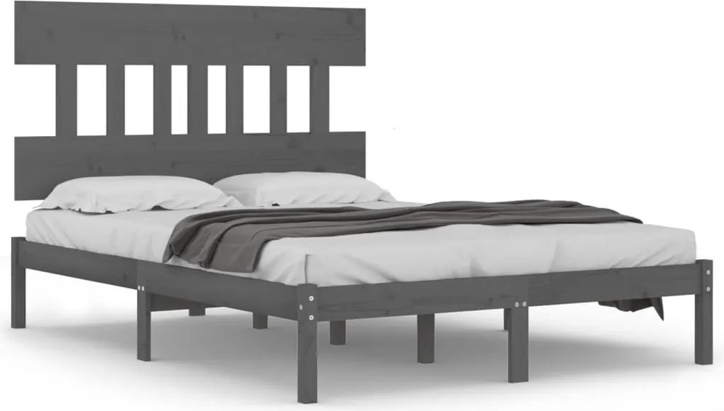 vidaXL Cadru de pat, gri, 200x200 cm, lemn masiv