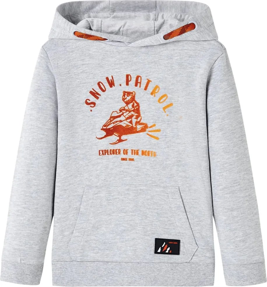 vidaXL Hanorac pentru copii cu glugă, gri melanj și portocaliu, 116