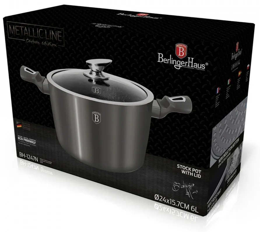 Oala cu capac 24 cm Carbon Metallic Line Berlinger Haus BH 1247N
