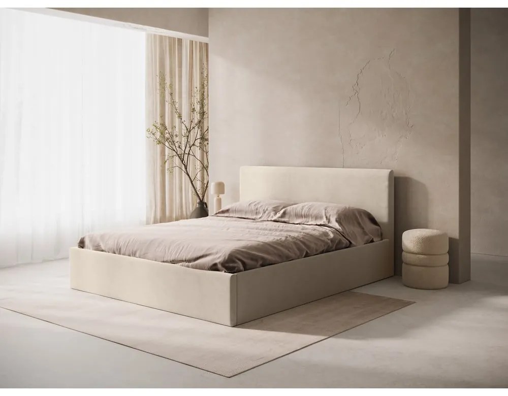 Tăblie de pat maro deschis tapițată 150,5x100 cm Remo – Micadoni