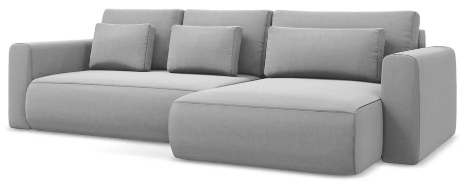 Colțar gri deschis extensibil/cu spațiu de depozitare cu tapițerie din catifea (cu colț pe partea dreaptă/cu șezlong) Kapua – Makamii