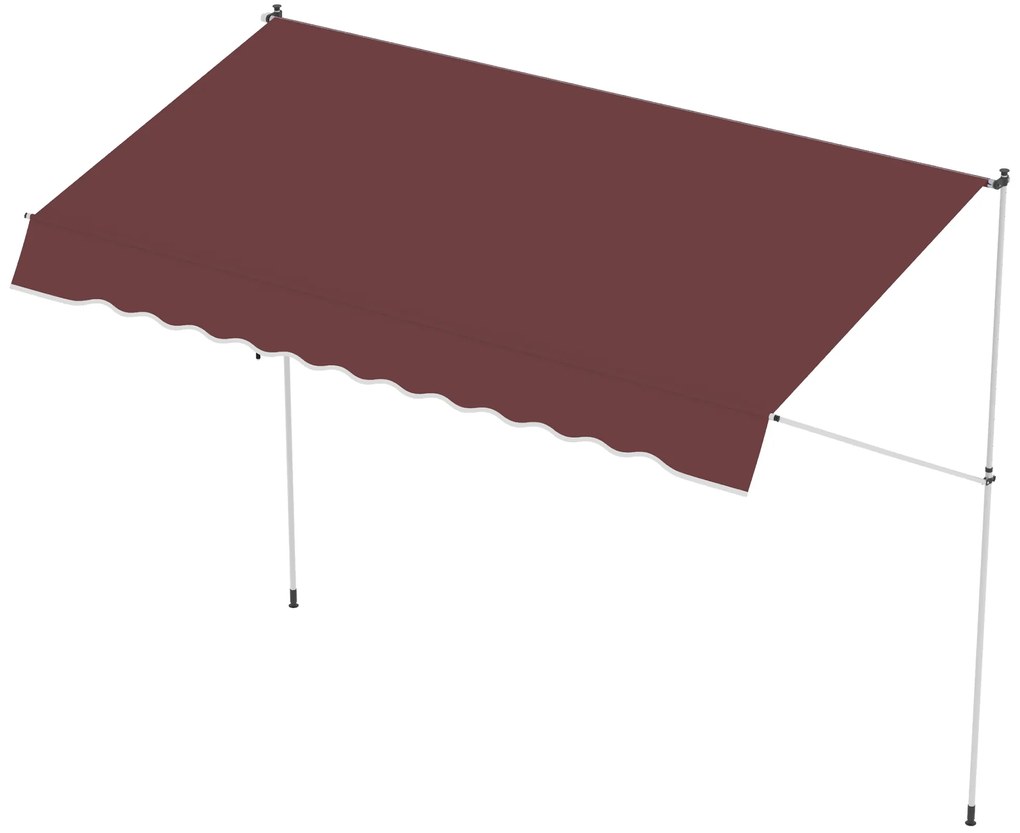 Outsunny Store banne Manual retractabil 3L x 1,5l m Auvent Telescopique fara Gatire Inclinatie si Inaltime reglabila Instalare Rapida metal alu Poliester Anti-UV bordo | Aosom Romania