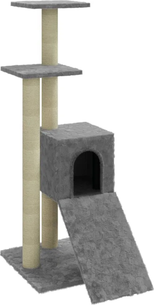 vidaXL Ansamblu pisici, stâlpi din funie sisal, gri deschis, 92 cm