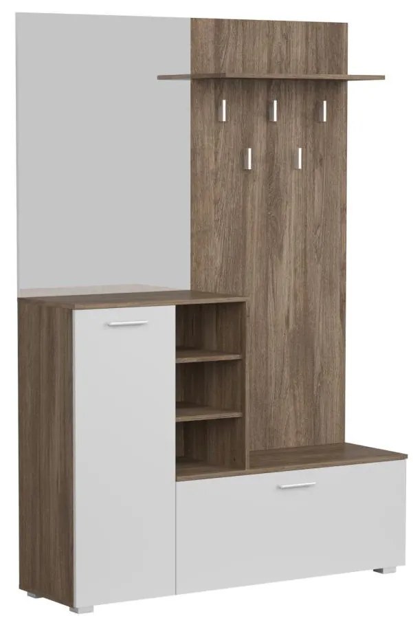 Set mobilier pentru hol VETLANDI (stejar ansberg + alb). 1091601