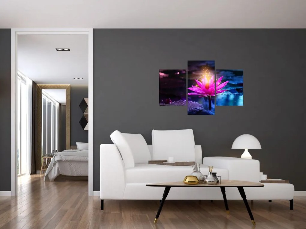 Tablou cu lotus pe apă (90x60 cm)
