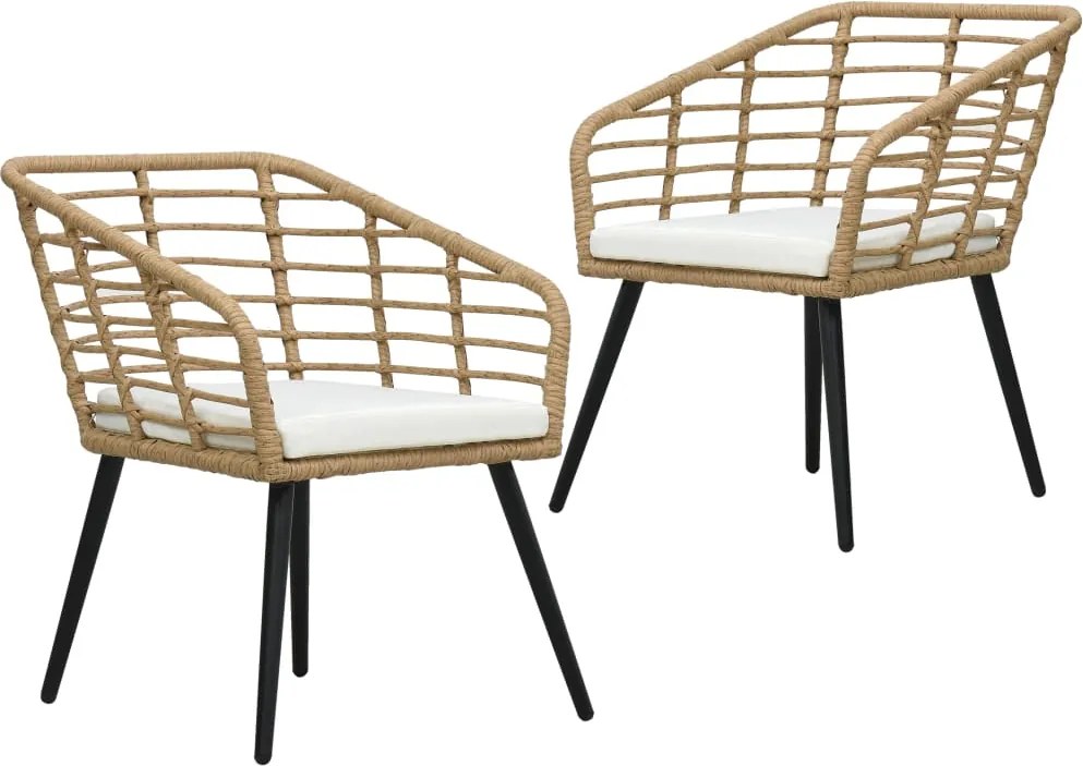 vidaXL Scaune de grădină cu perne, 2 buc., stejar, poliratan