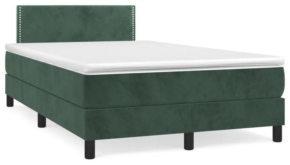 3141236 vidaXL Pat box spring cu saltea, verde închis, 120x200 cm, catifea