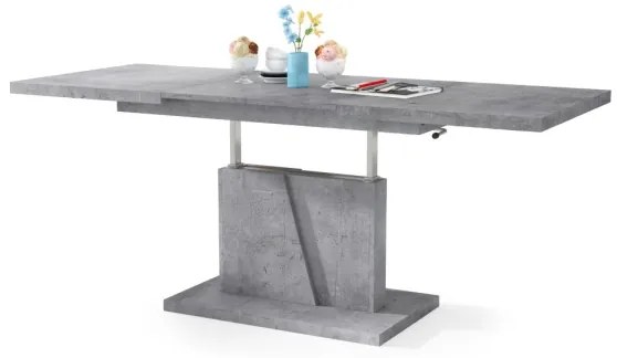 Masă extensibilă de cafea/servire NINO cu blat cu mecanism de ridicare, beton gri